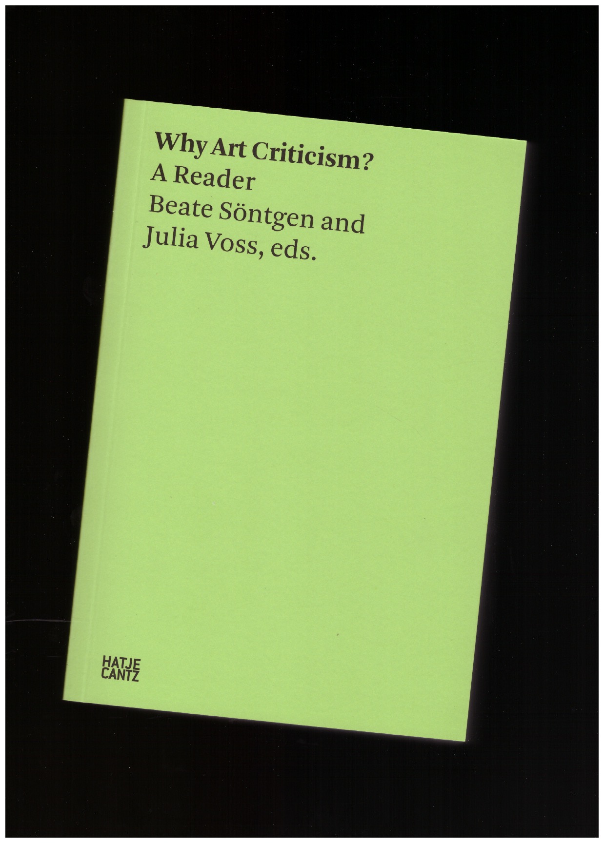 SÖNTGEN, Beate; VOSS, Julia (eds.) - Why Art Criticism?